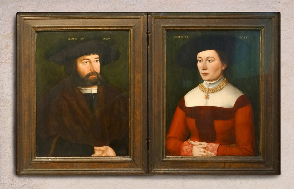 Hans Plattner (c.1495-c.1562), diptych with the Portraits of Hans and Barbara Straub, 1525, oil on panel, each 49 x 36 cm., Germanisches Nationalmuseum, Nuremberg