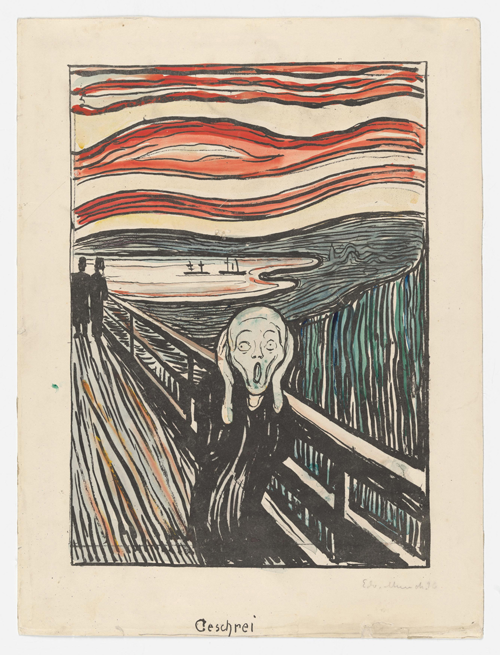 6 Munch The Scream Lithograph Hand Col In Watercolour 1895 Munch Museum